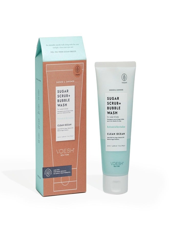 VOESH Sugar Scrub + Bubble Wash, Exfoliating Body Scrub & Body Wash, Clean Ocean, Scalp Care, Shower Vegan Body Care - Image 1